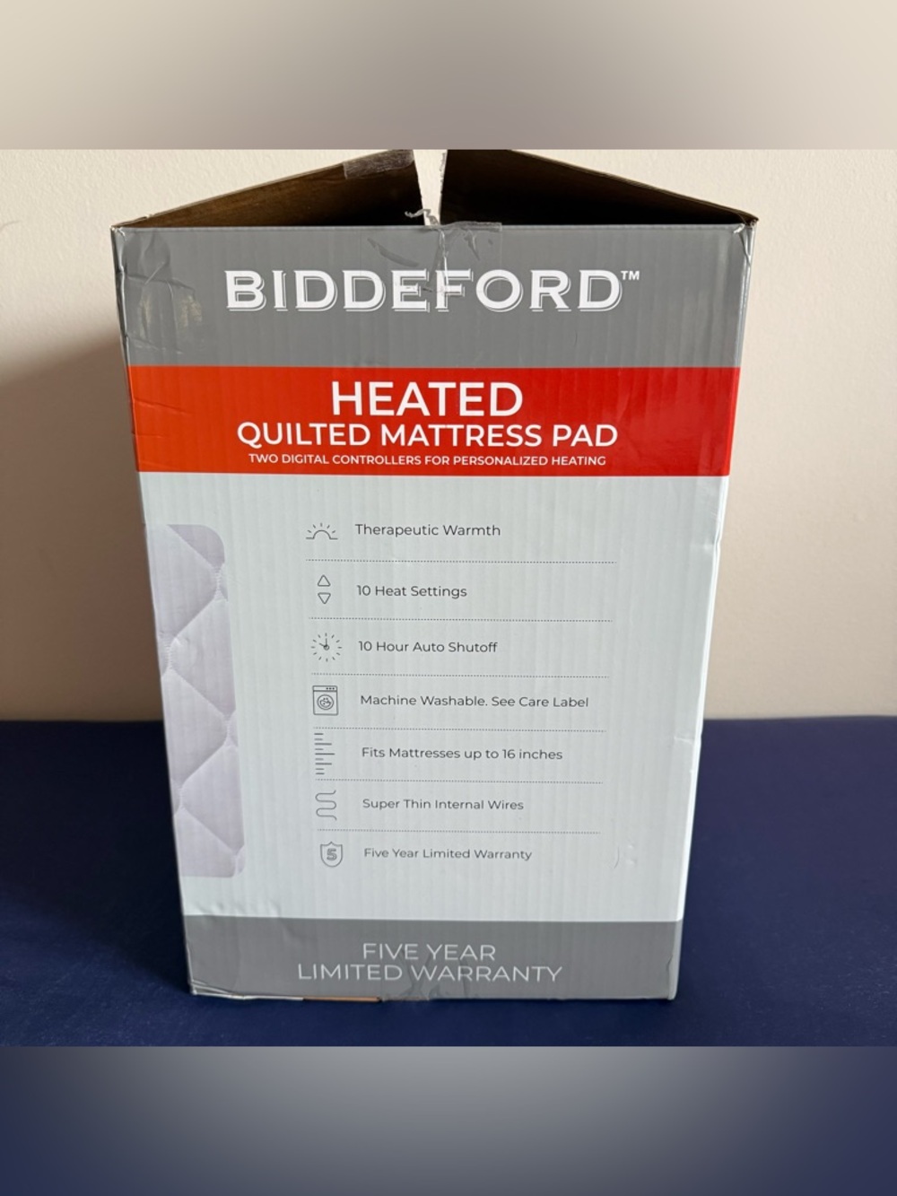NIB Biddeford Heated Quilted Mattress Pad w Two Digital Controllers Queen Q - Picture 4 of 5